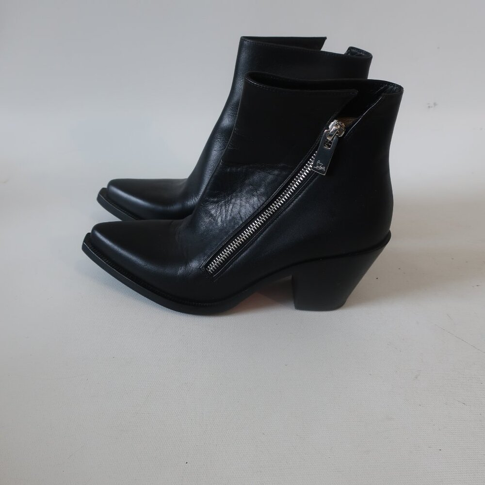 Womens Christian Louboutin Santiazip 65 Black Leather Ankle Boots EU 34/US 4 - Picture 3 of 9